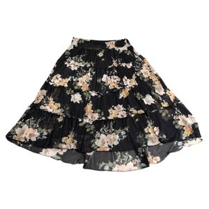 American Rag Cie Sheer Mesh Floral Tiered Hi-Lo Maxi Skirt Plus Size 1X Boho